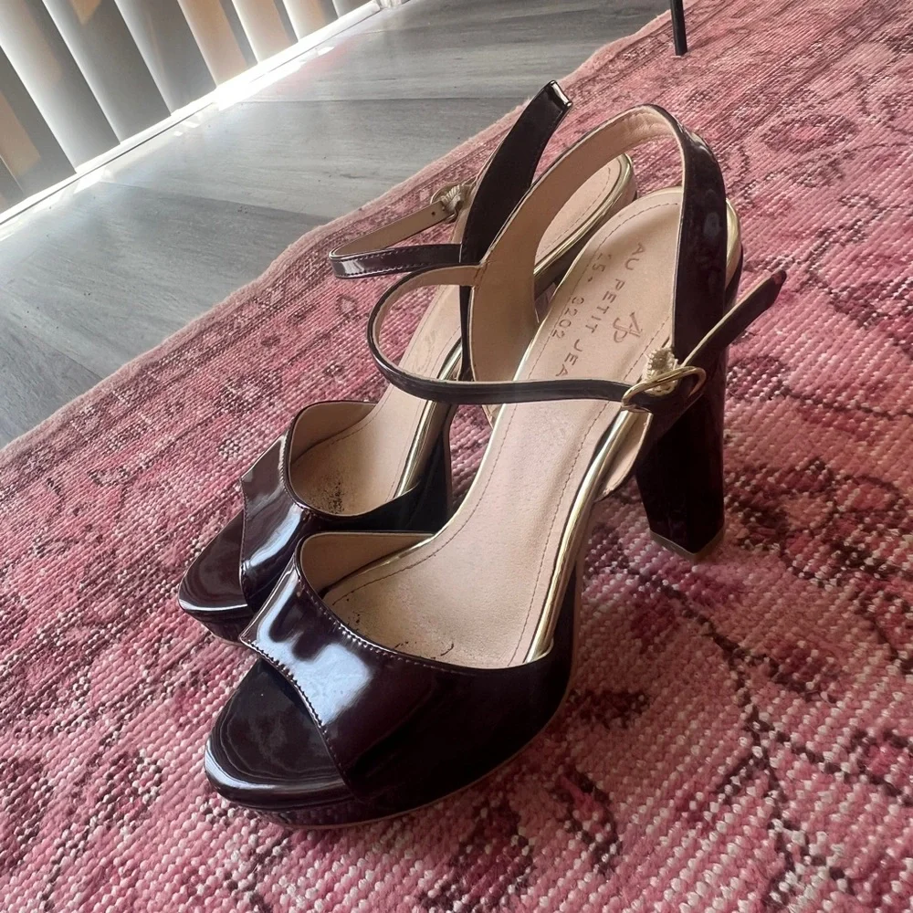 Chic Burgundy Ankle Strap Heels - Picture 2 of 5